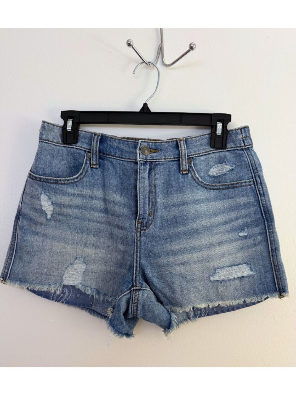 Aerie High Rise Distressed Denim Shorts Light Wash Size Small
